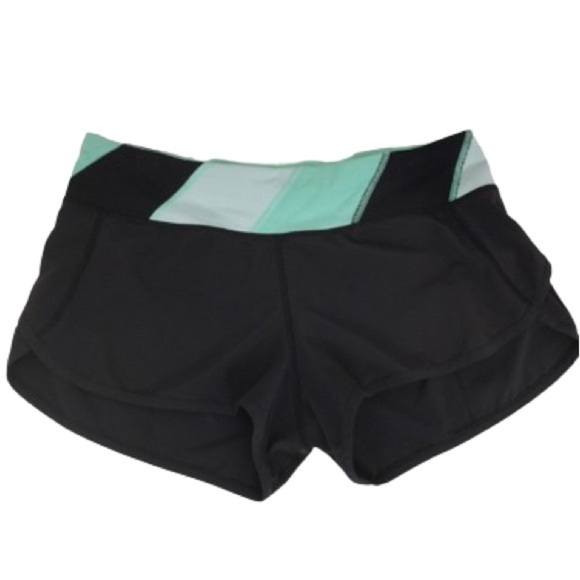 Lululemon Women’s Speed Up Shorts Black Green Size 6 Athletic Running - Picture 1 of 12